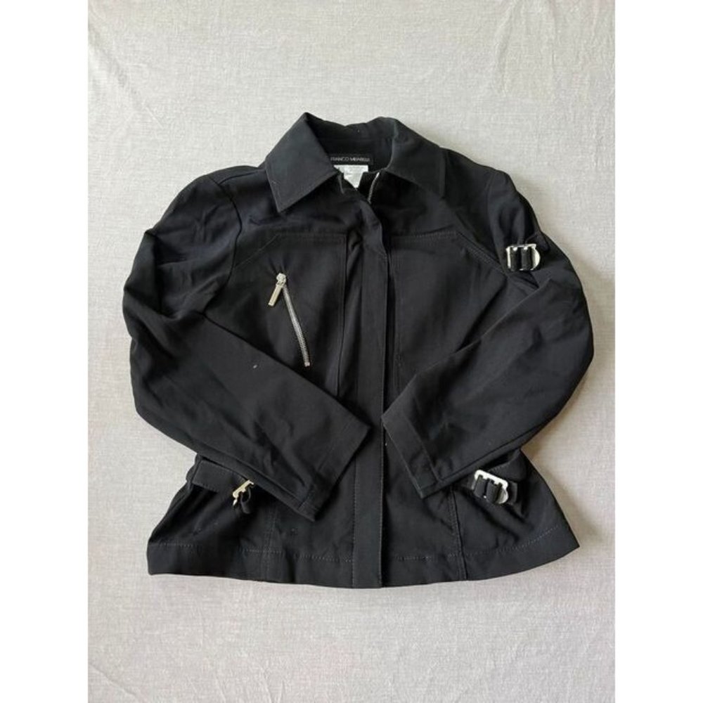 Franco Mirabelli Jacket Womens 4 Black Full Zip‎ Long Sleeve Blazer Ladies